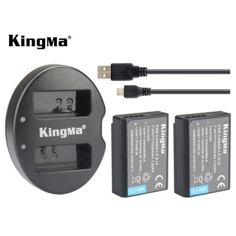 Combo 2 pin 1 sạc đôi Kingma for Canon LP-E10 - Hàng chính hãng