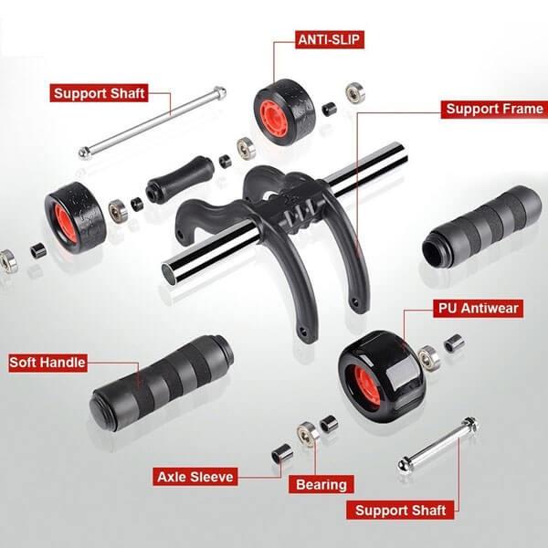 Con lăn tập cơ bụng 3 bánh AB Roller and Push Up Bar màu đen