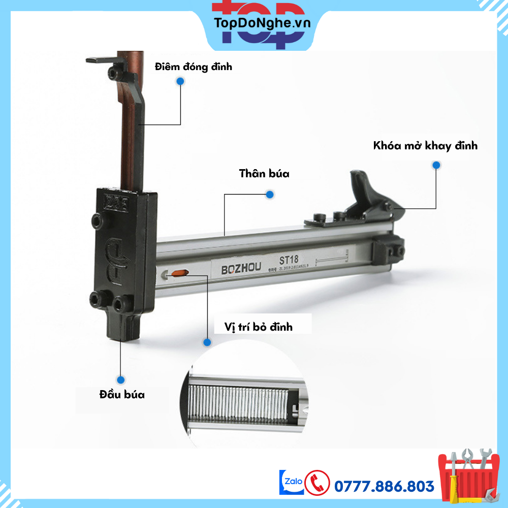 Dụng cụ đóng đinh bê tông tự động ST15 ST18 tặng kèm hộp đinh