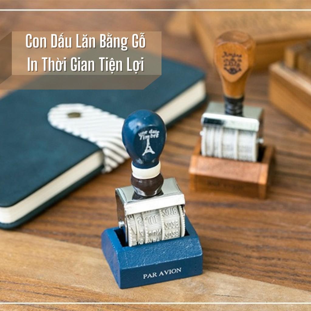 Con Lăn In Thời Gian Bằng Gỗ Phong Cách Cổ Điển Làm Đồ Thủ Công DIY ST423