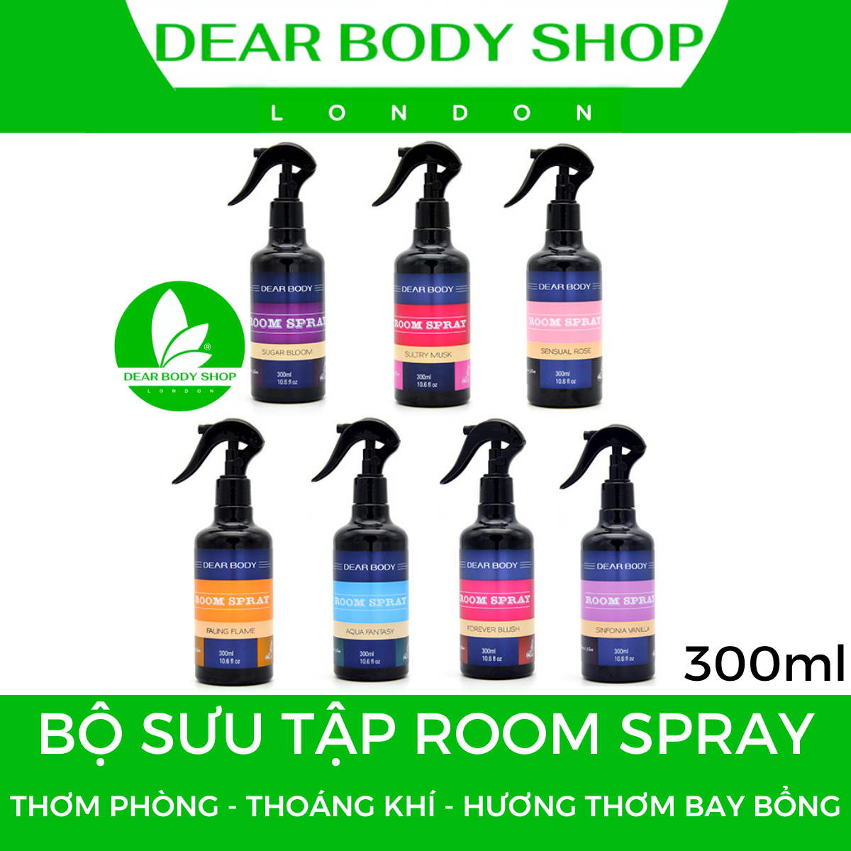 XỊT PHÒNG DEAR BODY HƯƠNG NƯỚC HOA 300ml - GIẢI PHÁP CHO NGÔI NHÀ BẠN - HƯƠNG THƠM MÁT - KHỬ MÙI HÔI - GIẢM CÔN TRÙNG - THÔNG THOÁNG KHÍ