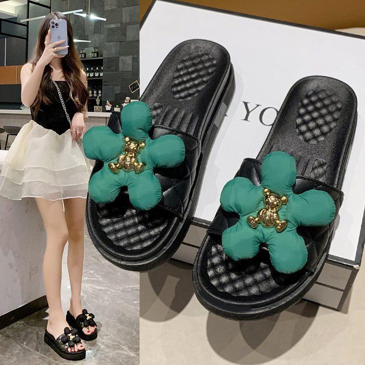 Dép nữ tag hoa gấu đế bánh mì cao 4 phân