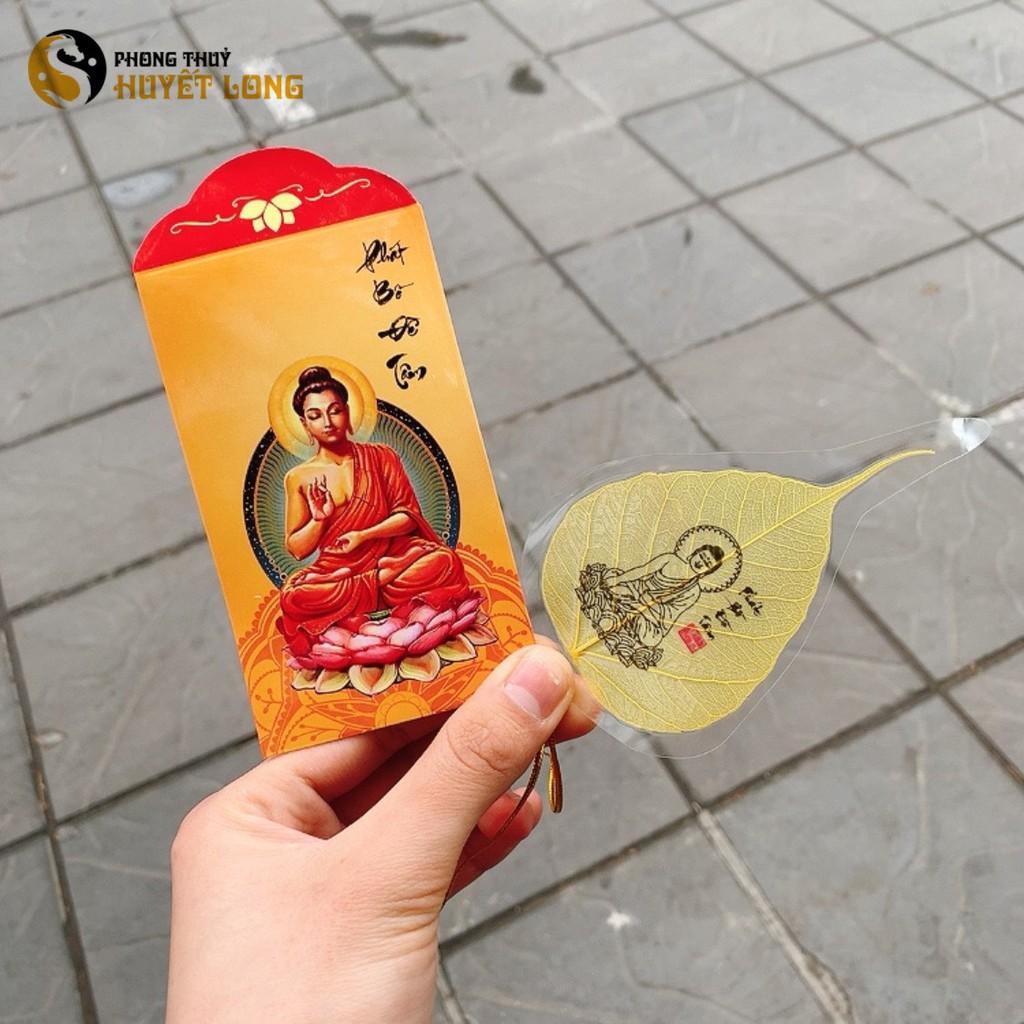 Lá Bồ Đề Tâm Phật Cầu Bình An - May Mắn - Tài Lộc, Lá Bồ Đề Tự Nhiên Bỏ Ví Hoặc Sau Ốp Điện Thoại