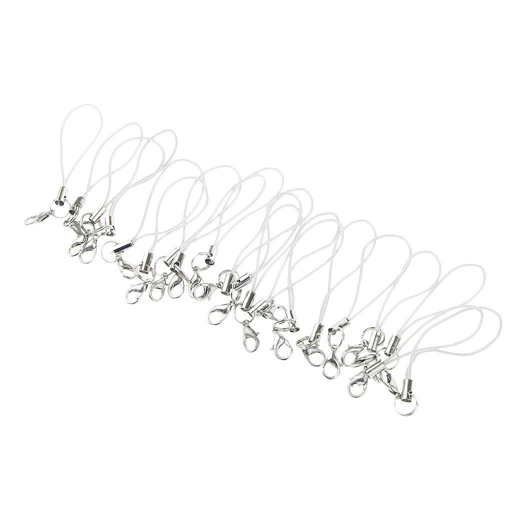 6X 20pcs DIY Mobile Cellphone Keychain Lanyard Charms DIY Rope White