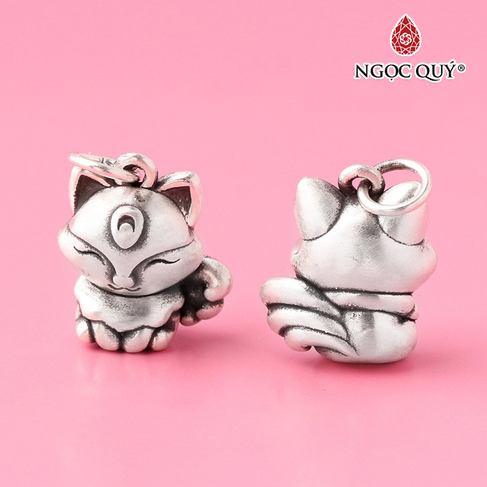 Charm bạc treo hồ ly cười - Ngọc Quý Gemstones