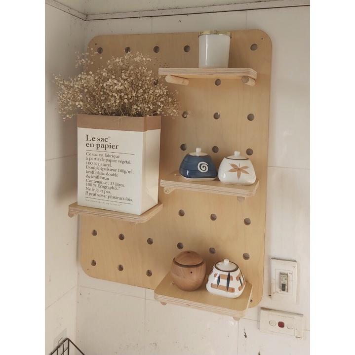 Bảng treo Decor PEGBOARD,plywood Kệ treo tường, Kệ Decor, Kệ lỗ, Giá treo lỗ