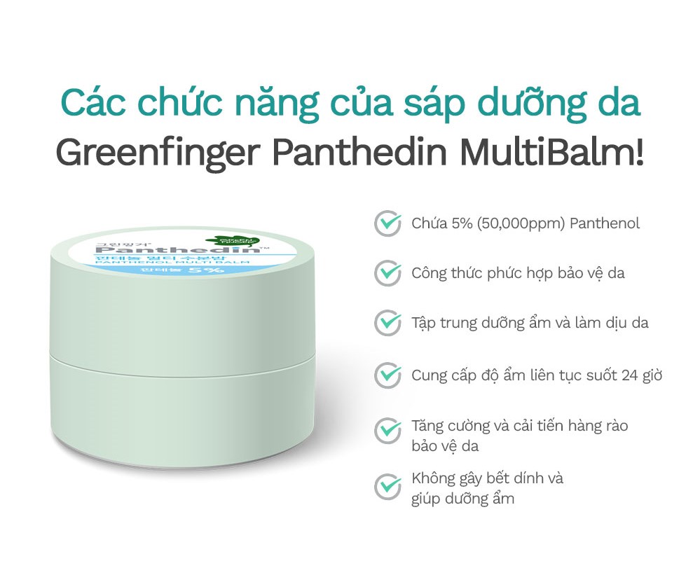 Sáp Dưỡng môi Dưỡng ẩm da Đa Năng cho bé  GREENFINGER PANTHEDIN 5% PANTHENOL MULTI BALM 14g