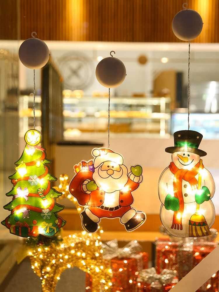 Đèn Giáng sinh Hong Sucker, Đồ trang trí Giáng sinh cho Santa Claus Christmas, Party, Nội thất và Trang trí Giáng sinh ngoài trời, Đèn treo pin