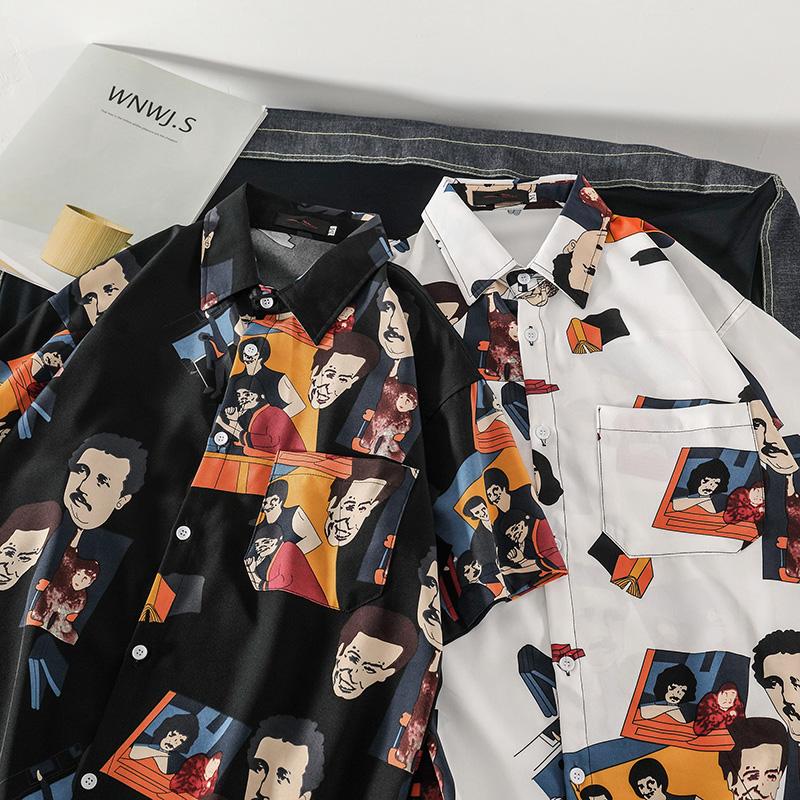 Áo Sơ Mi Nam Ngắn Tay In Hình Hoạt Hình 2 Màu