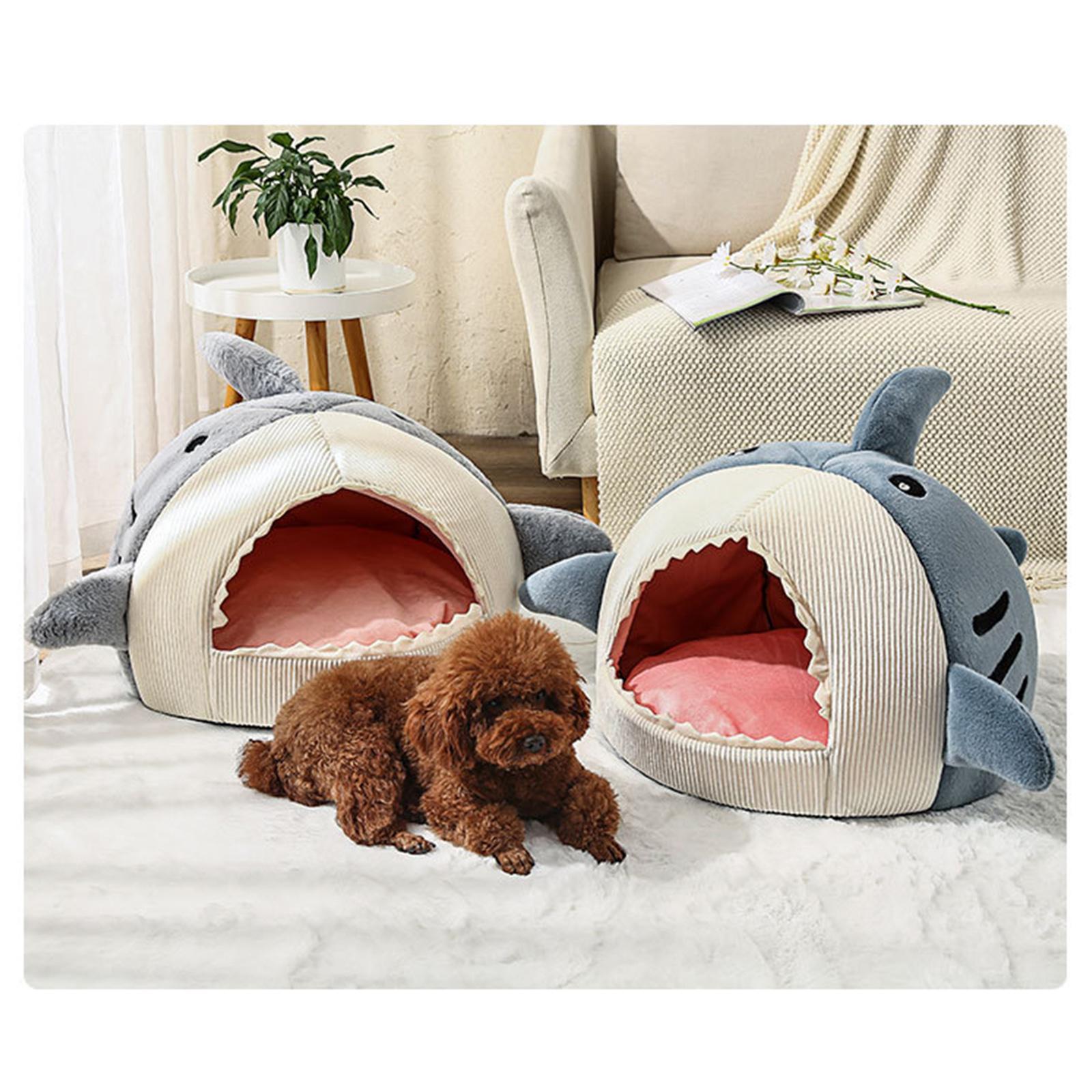Cozy Pet Bed Warm Cave Nest Sleeping Bed Shark Shape Puppy House for Cats and Small Dogs