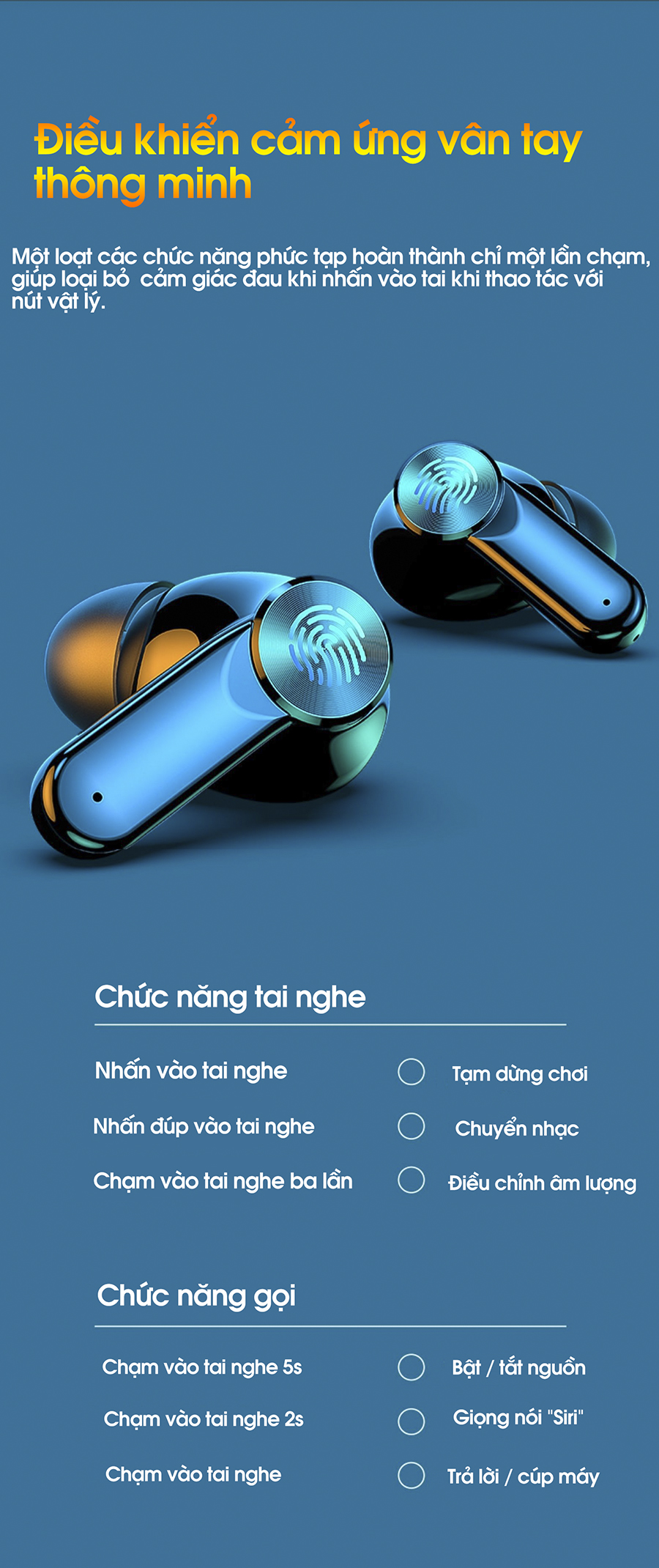 Tai nghe bluetooth nhét tai không dây True Wireless âm thanh HIFI vượt trội, chống thấm nước IPX5 PKCB PF1015 - Hàng chính hãng