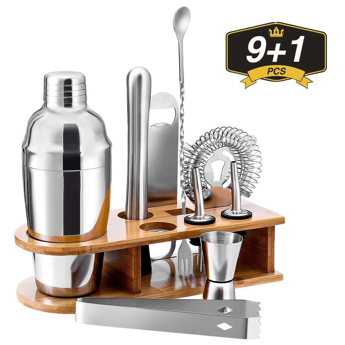 10pcs Cocktail Shaker Bartender Bar Stainless Steel Mixer Bar Bartender Set Kit