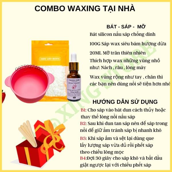 Combo sáp wax thơm kèm Bát silicon + Mỡ trăn tặng que gỗ