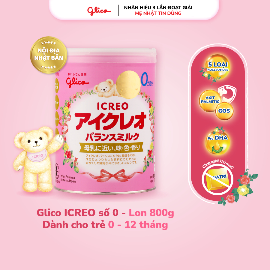 Sữa Bột Glico Icreo Balance Milk 0M 800g/Lon Cho Bé 0-12 tháng