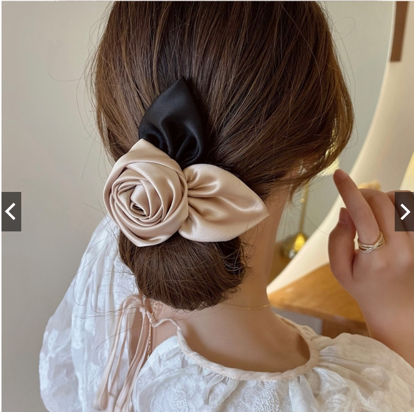 Kẹp Tóc Hoa Hồng Vải Satin Thời Trang Hàn Quốc dành cho nữ.
