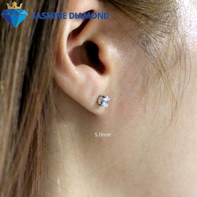 Bông tai kim cương nhân tạo Moissanite bạc 925 xi bạch kim sang trọng - Mẫu số 1