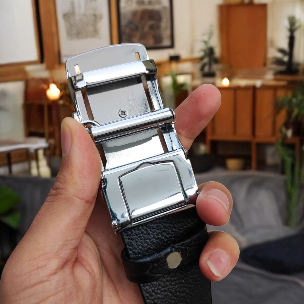 Dây lưng da cá sấu BẢN LỚN phù hợp bụng bia. Da bụng có vân đẹp linh hoạt! (mặt bạc)