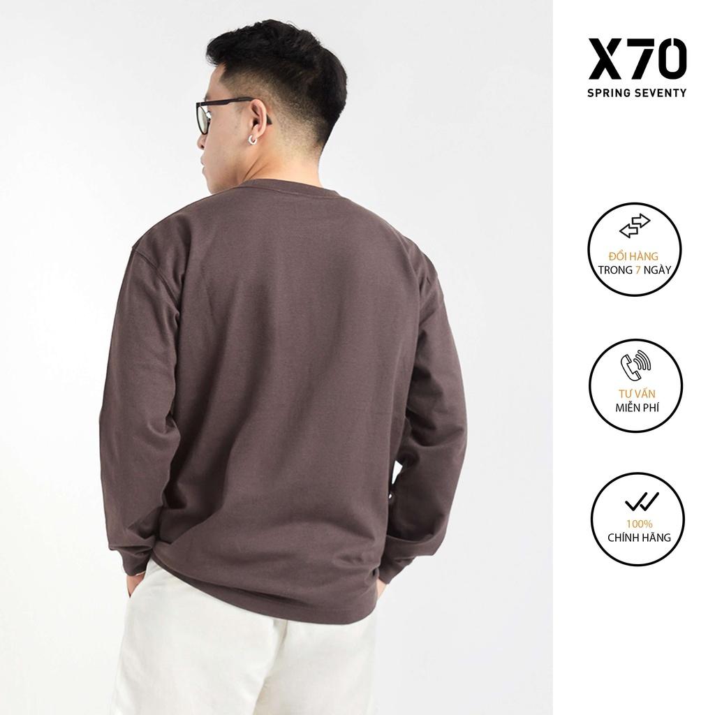 Áo Thun Nam Trơn Kiểu Dáng Cổ Tròn Tay Dài Thiết Kế Có Túi Thời Trang X70 - 06390047