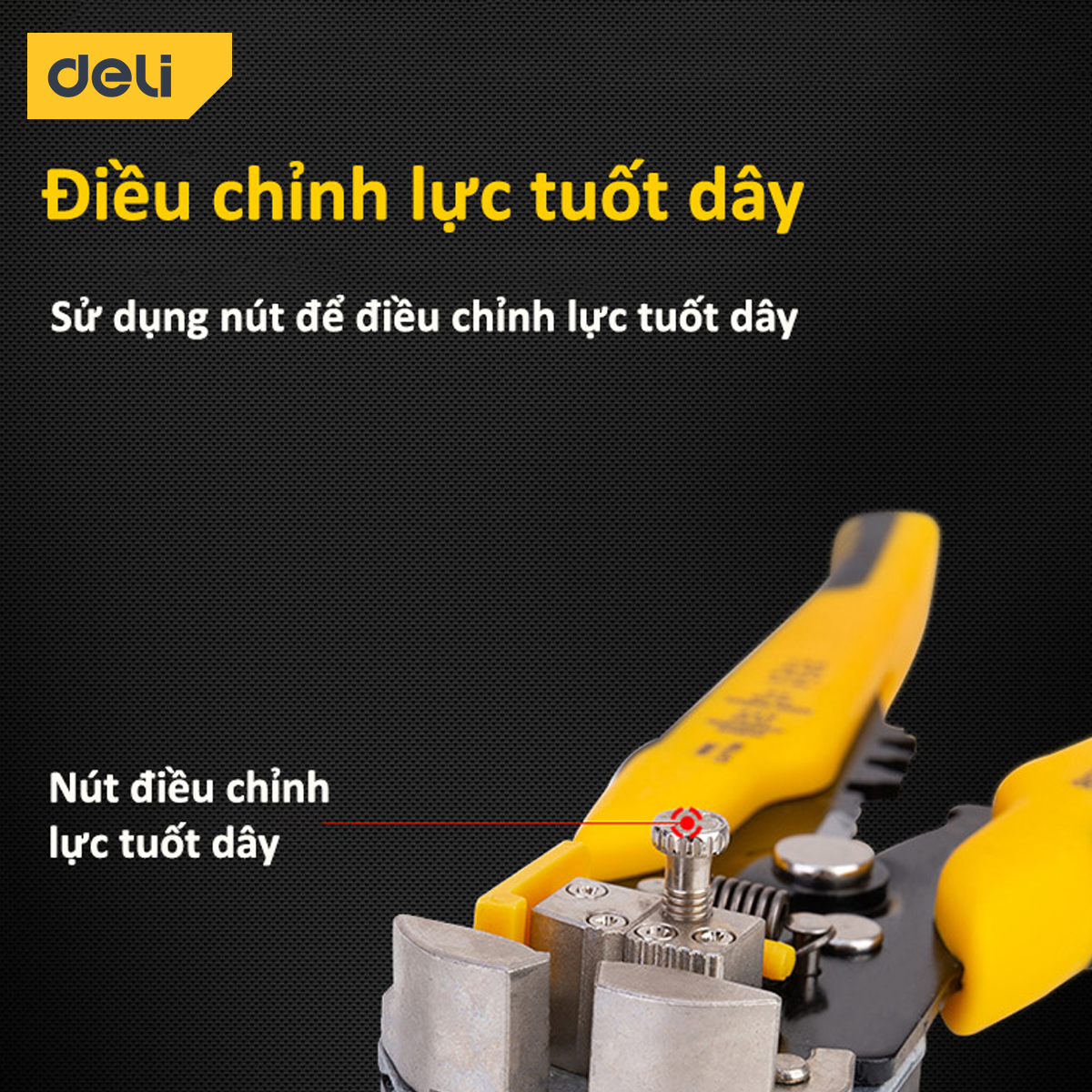 Kìm Tuốt Dây Điện Bấm Cos Đa Năng Deli Chất Liệu Thép Cao Cấp Điều Chỉnh Lực Tuốt Dây Dễ Dàng DL2018