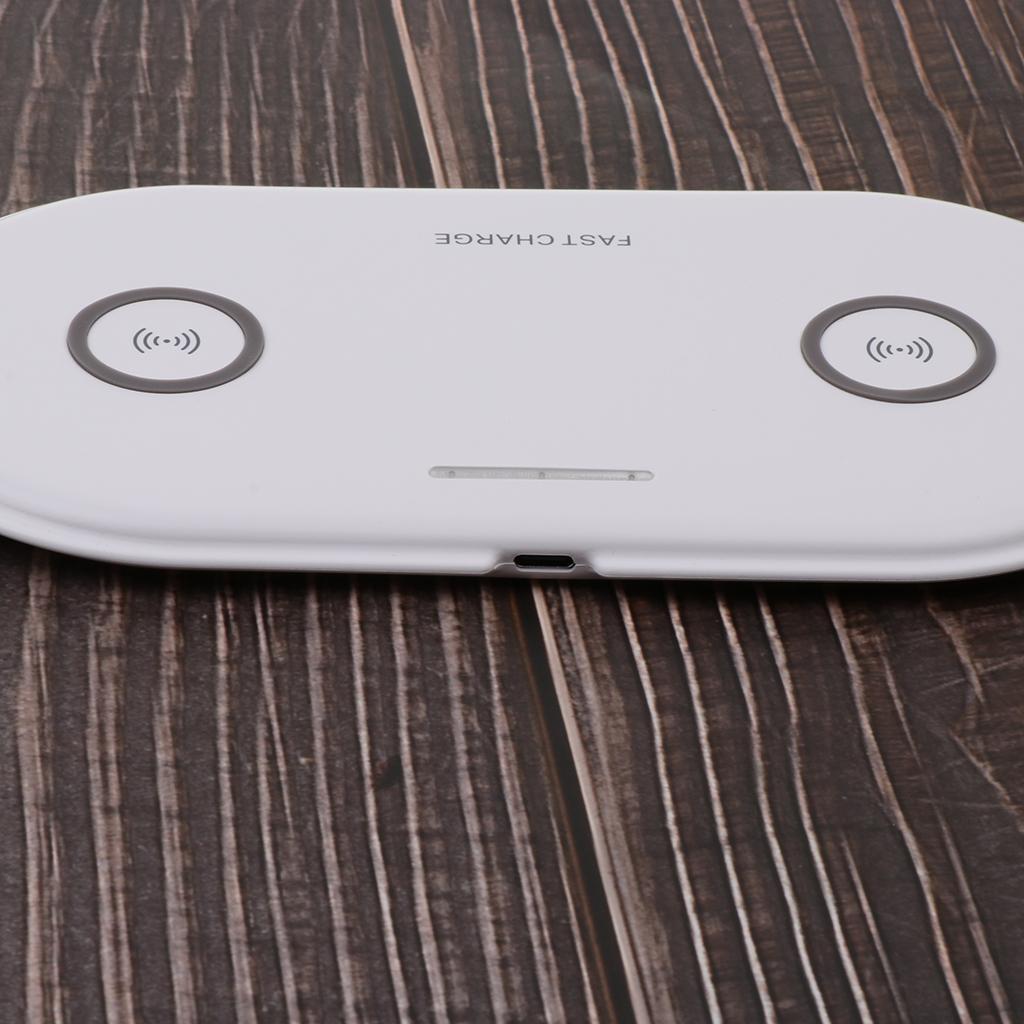 2x 5W QI Dual Wireless Charger Pad Fast Charging Dock for Phone White+Black