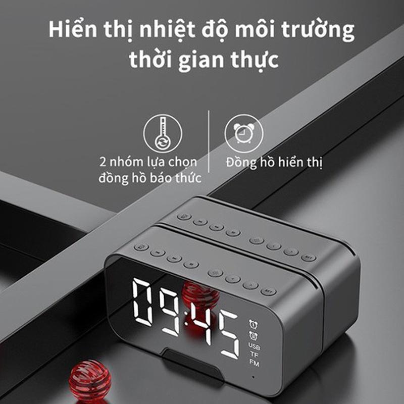 Loa bluetooth kiêm đồng hồ báo thức G10 Plus màn hình tráng đài fm radio gương hiển thị đèn led nghe-Giao hàng nhanh