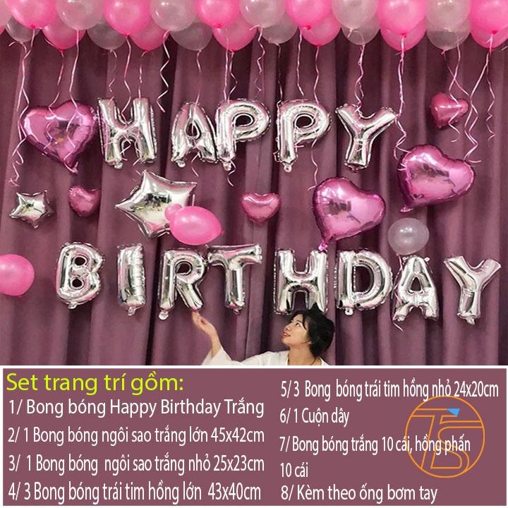 Bong Bóng Sinh Nhật Happy Birthday Kèm Ống Bơm KG-6605 - Phụ Kiện Trang Trí Tiệc, Thôi Nôi, Kỷ Niệm