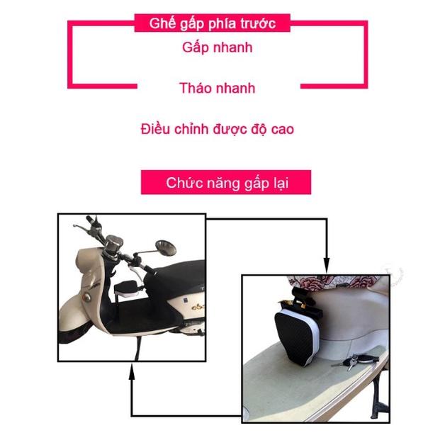 Ghế ngồi xe máy cho bé gấp gọn có tay vịn và rào bảo vệ 2 bên SafeKids - ghế gấp cho bé tay vịn
