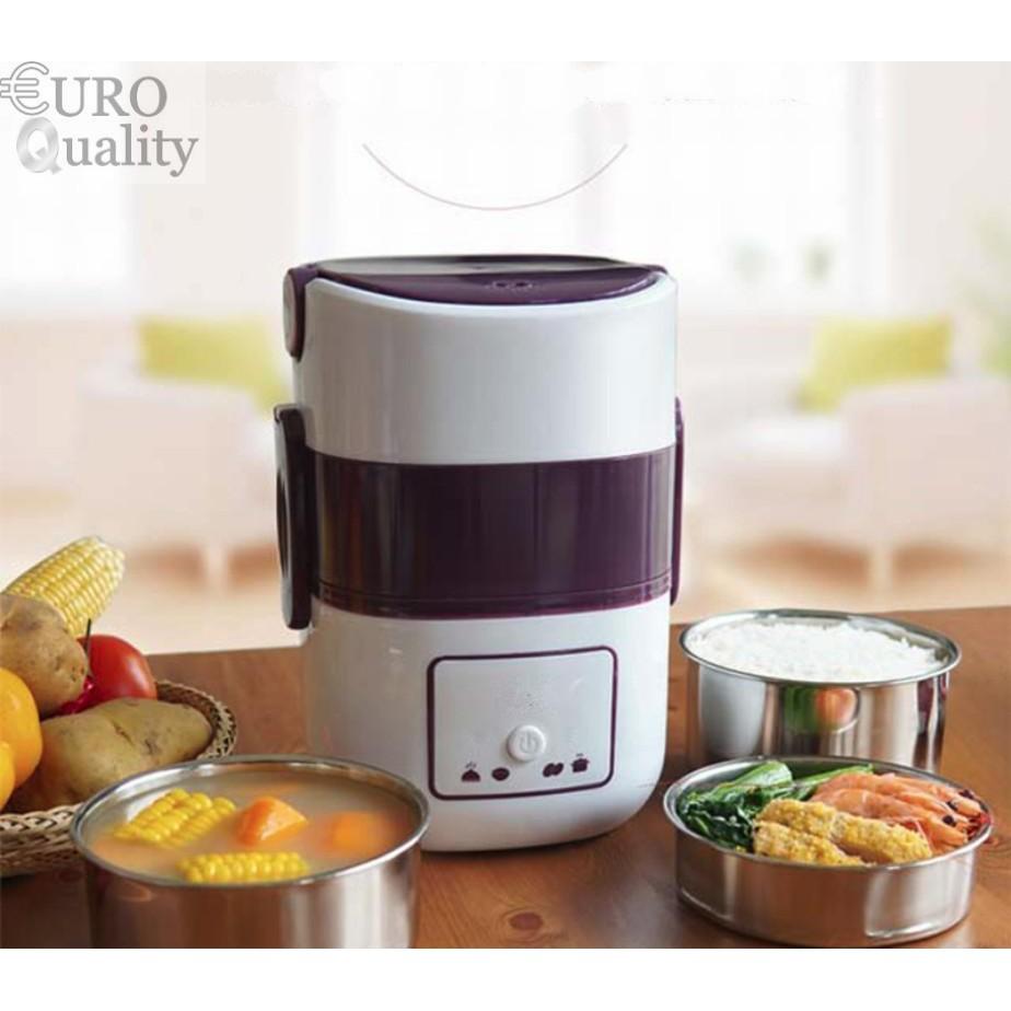 Hộp cơm điện hâm nóng và hỗ trợ nấu thức ăn 3 tầng