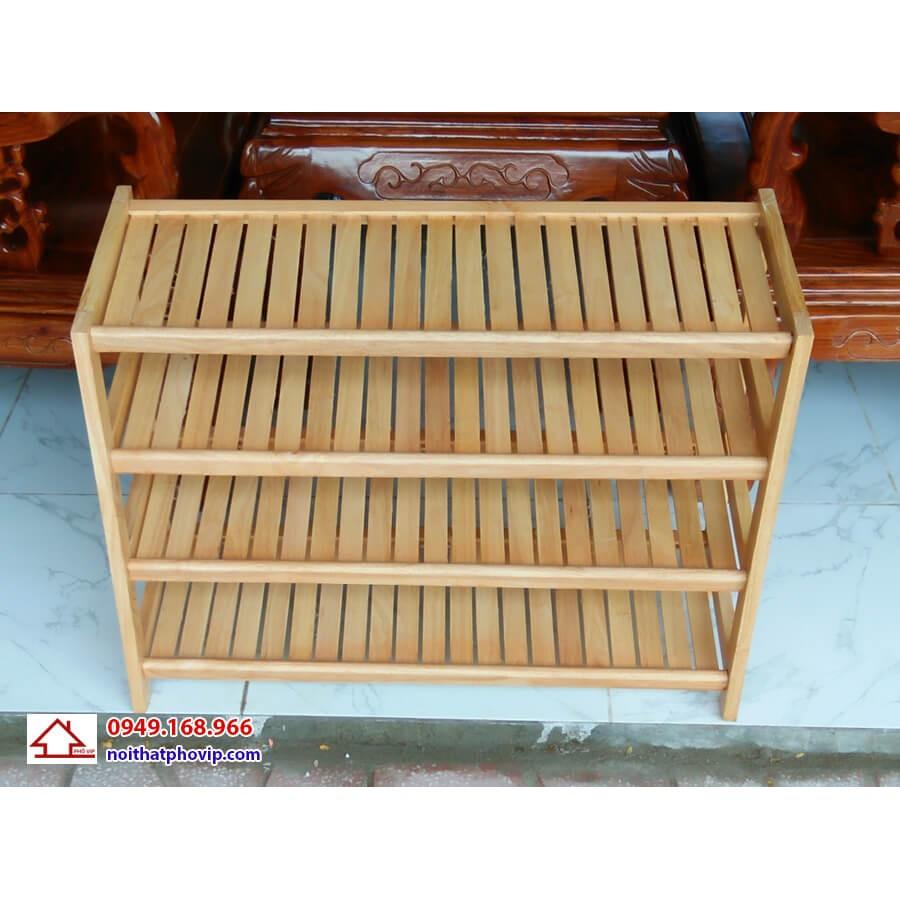 Kệ Giày Dép Gỗ Tự Nhiên 4 Tầng Rộng 63