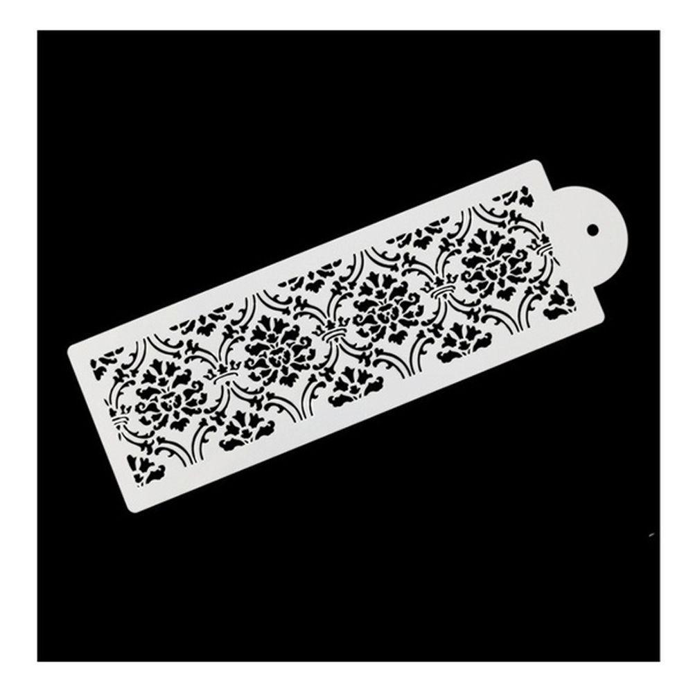 LONTIME 2PCS Wedding Supplies Cupcake Stencil DIY Template Fondant Mold Cake Damask Lace Border Pastry Making Sugarcraft Baking Mould Plastic Cake Decorating Tool