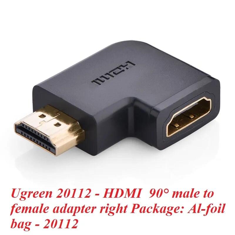 Ugreen UG20112HD112TK Màu Đen Đầu nối dài HDMI gập sang phải 90 độ - HÀNG CHÍNH HÃNG