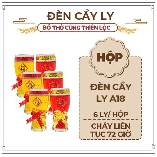 Đèn Cầy Ly Cúng A18L Cao 14cm Cháy Liên Tục 2 Ngày Đồ Thờ Cúng Thiên Lộc - Hộp 6 Ly