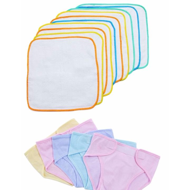 Bộ 10 Tã vải + 10 Khăn Lót Chống Thấm Cho Bé + 1  tấm lót lưới cotton 03 lớp