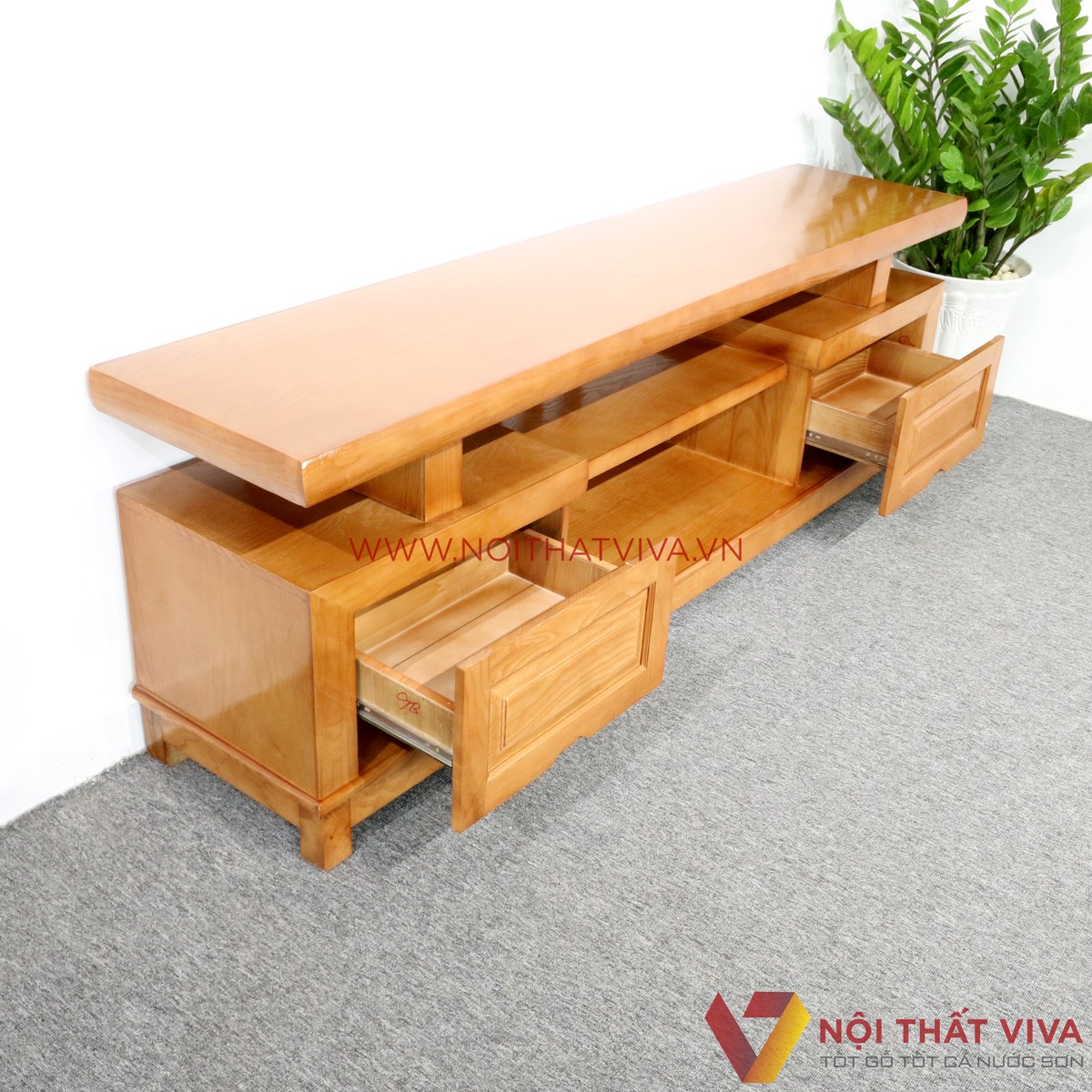 Kệ Tivi Gỗ Sồi 2 Hộc Kéo Đẹp Giá Rẻ