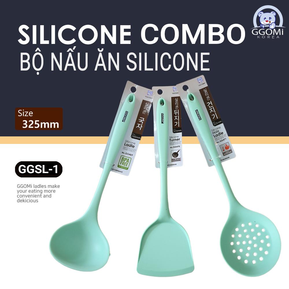 Bộ dụng cụ nấu ăn bằng silicone an toàn sức khỏe, 4 màu sắc sặc sỡ dài 33cm GGOMi Hàn Quốc GGSL