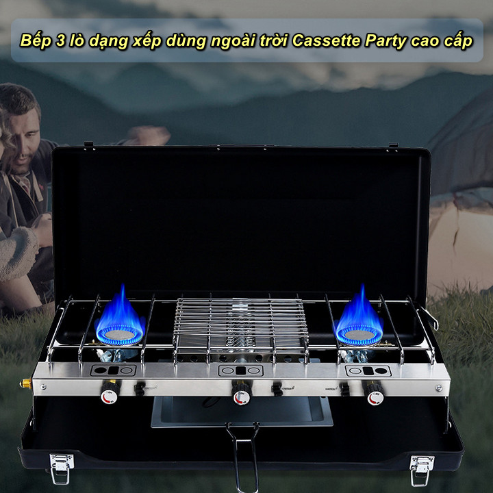 Bếp 3 Lò Dạng Xếp Dùng Ngoài Trời Cassette Party Cao Cấp - Home and Garden