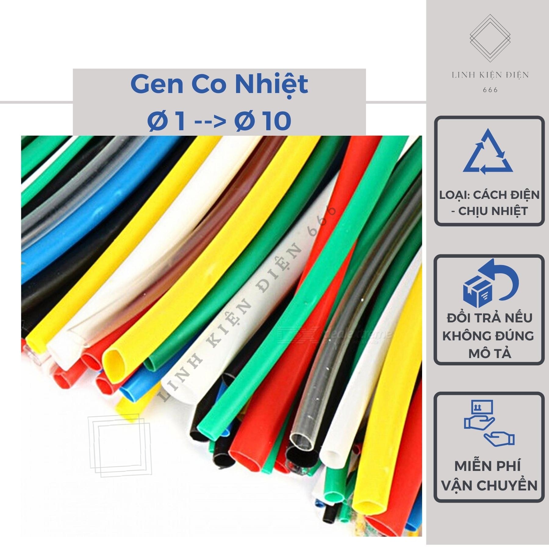 Gen Co Nhiệt Ống Gen Cách Điện Cách Nhiệt Bọc Pin 1 Mét