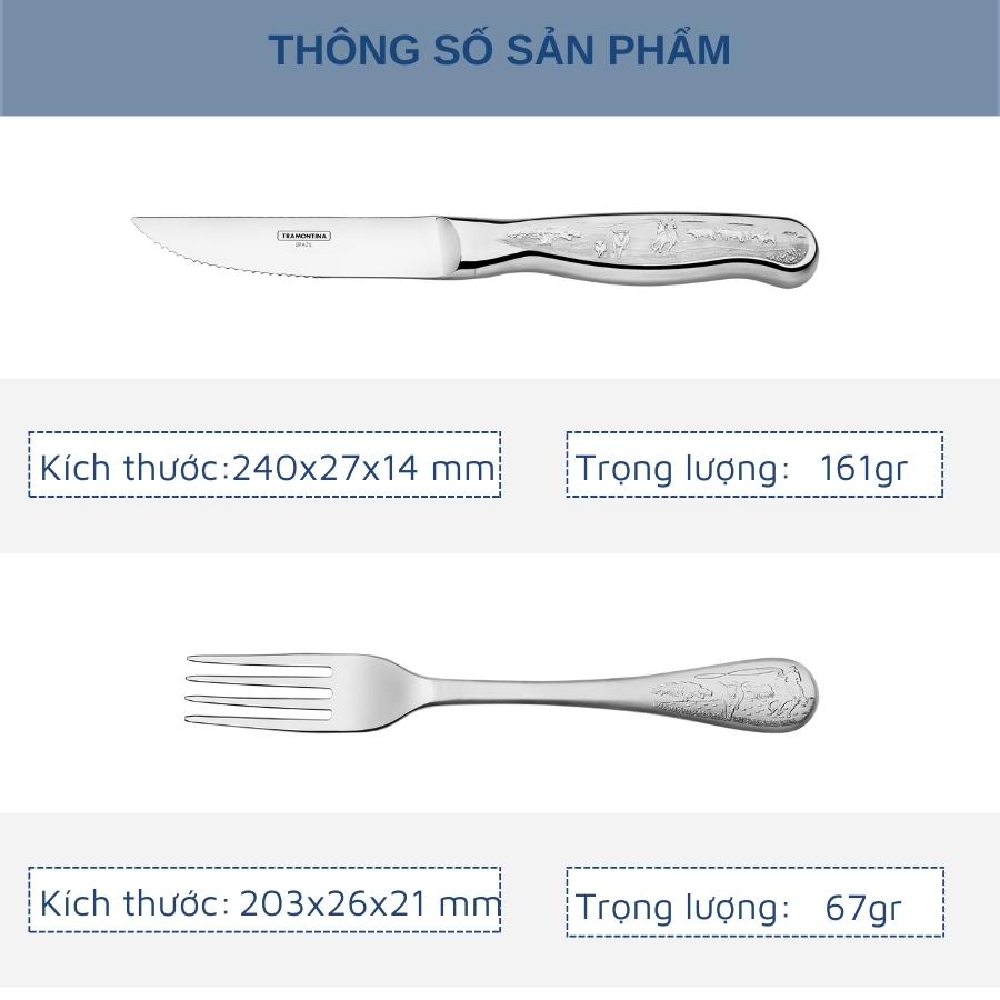 Bộ Dao Thìa Dĩa Chuyên Ăn Bít Tết, BBQ CLASSIC Thương Hiệu Tramontina Gồm 8 Món Khắc Họa Tiết Sang Trọng Cao Cấp Phục Vụ Bàn Ăn Cho 4 Người Nhập Khẩu Chính Hãng Brazil