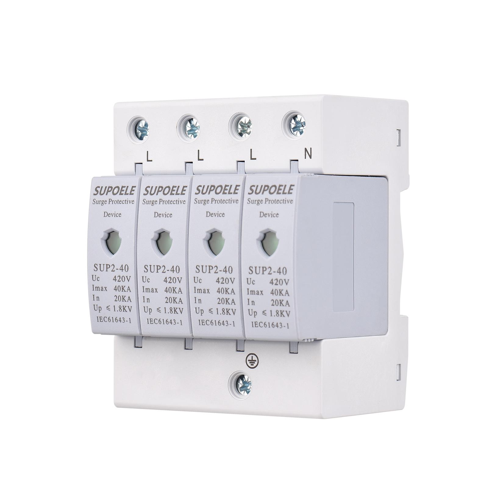 AC 420V Chống Sét Thiết Bị Bảo Vệ 4P 40KA Chống Sét Hộ Gia Đình Chống Sấm Bảo Vệ Phá DIN Rail Lắp Đặt