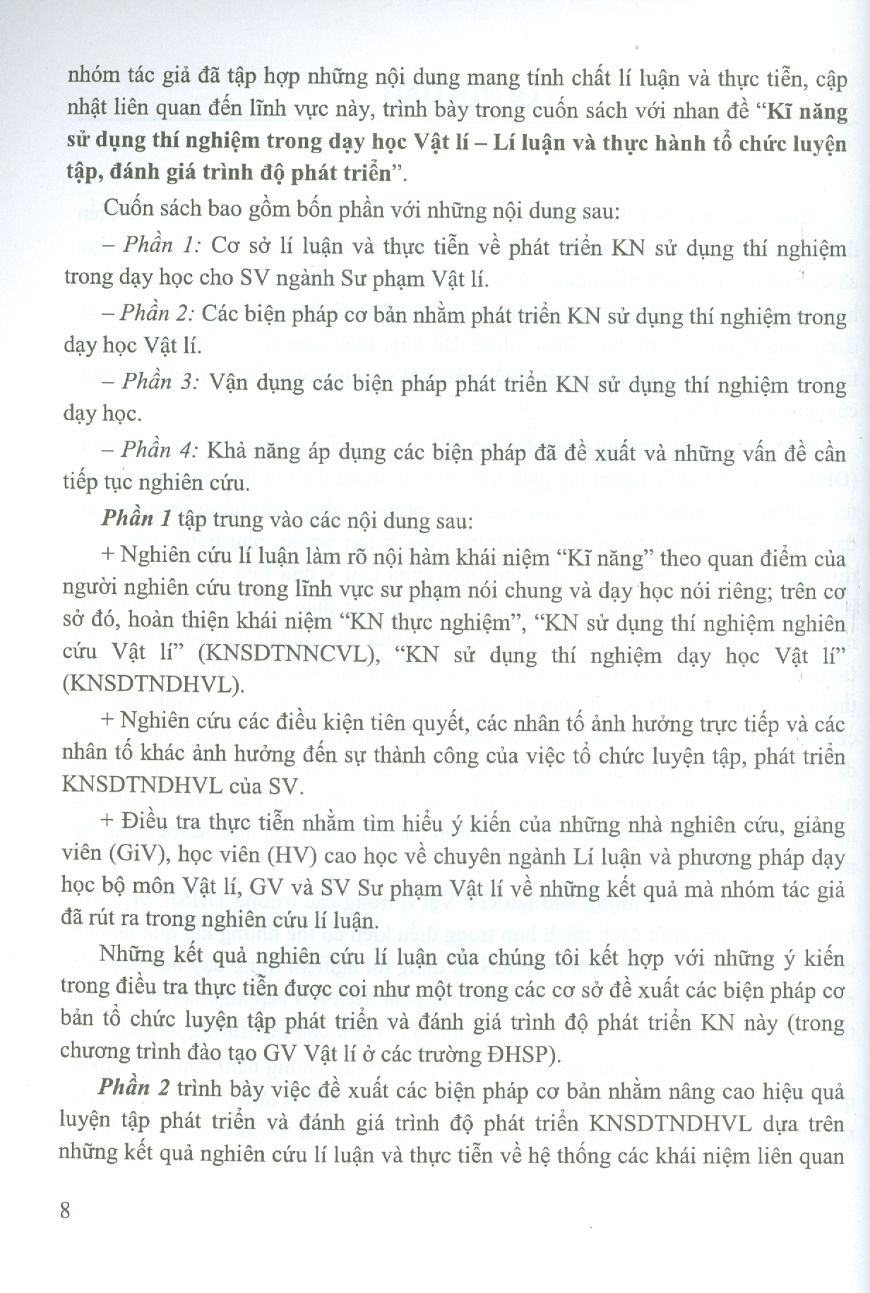 Kĩ Năng Sử Dụng Thí Nghiệm Trong Dạy Học Vật Lí - Lí Luận Và Thực Hành Tổ Chức Luyện Tập, Đánh Giá Trình Độ Phát Triển