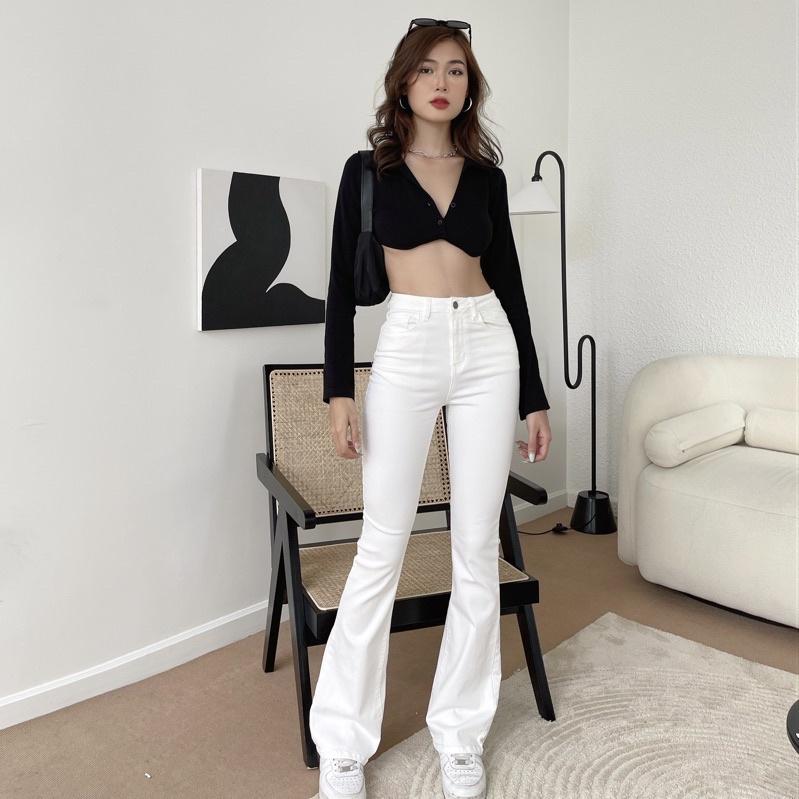 ┋♘Áo croptop nữ body dài tay TOPTIFY cổ polo hai nút viền ngực Shelby Top A216