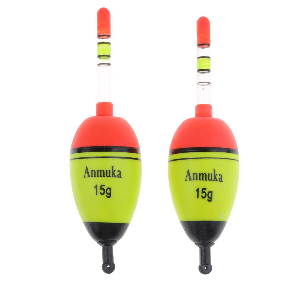 2x2pcs Luminous Fishing Float Vertical Rock Fishing Buoy Plastic Bobber 15g