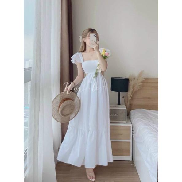 ĐẦM MAXI KHOÉT EO 2 BÊN BÈO VAI