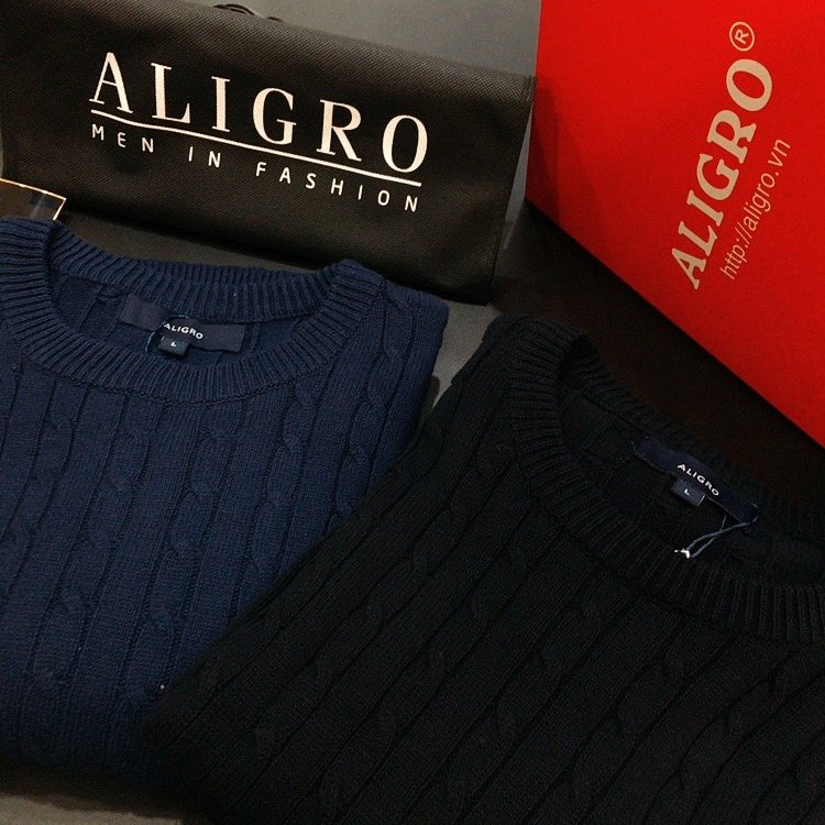 Áo len dài tay nam aligro ALEND027 màu đen