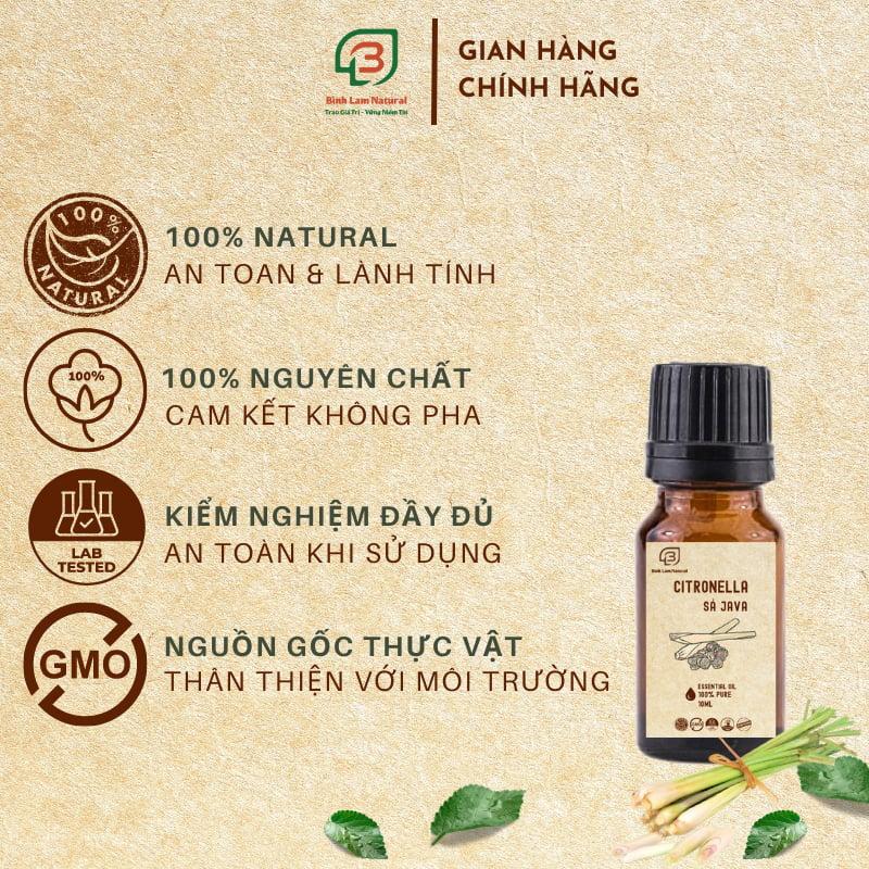 Tinh dầu sả java nguyên chất thơm phòng, khử mùi, kháng khuẩn, đuổi muỗi Bình Lam Natural 10ml