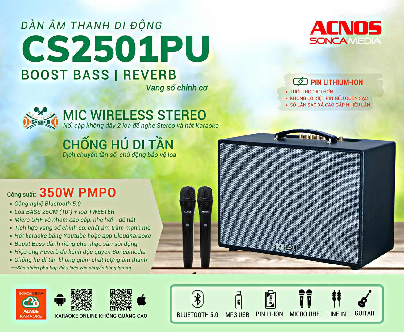 Dàn âm thanh di động xách tay ACNOS CS2501PU