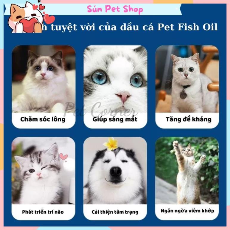 Viên dầu cá cho chó mèo Pet Fish Oil, bổ sung Omega 3, tăng sức đề kháng và dưỡng lông