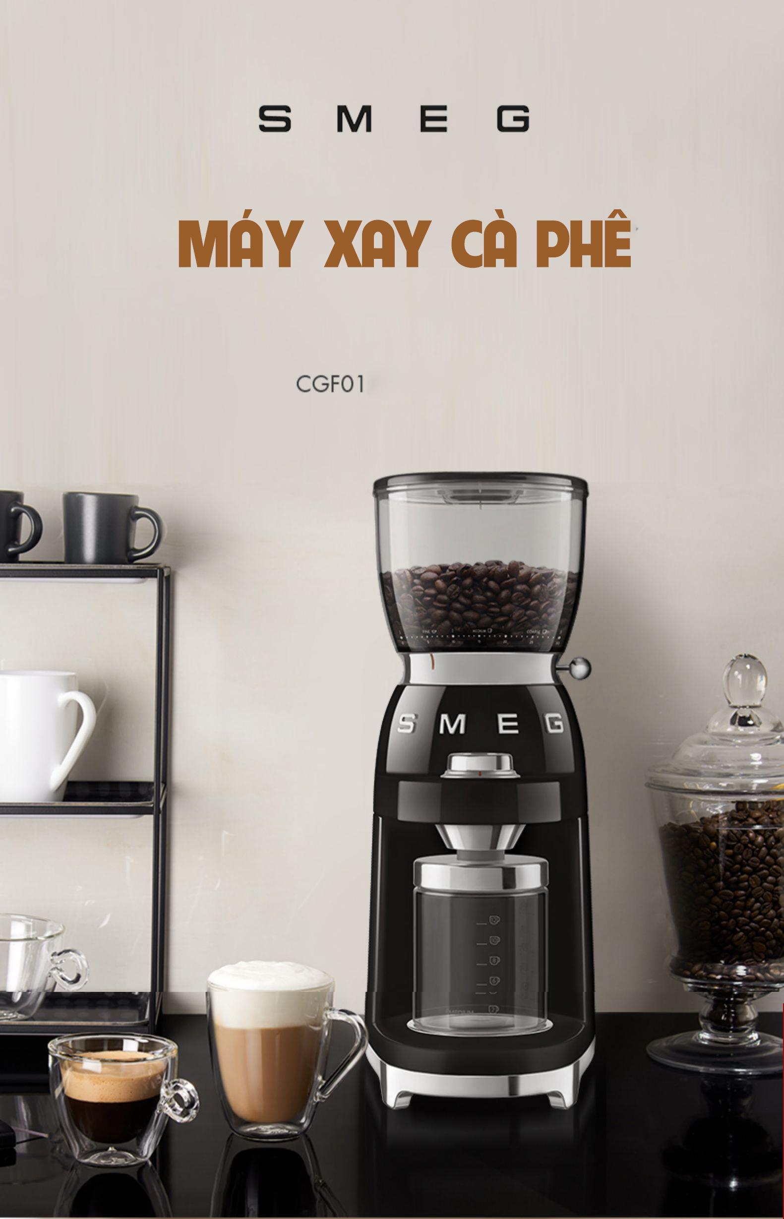 Máy Xay Cà Phê SMEG CGF01, Máy Xay Cafe, Coffee Grinder, Công Suất 150W, 30 Cấp Độ Xay Tùy Chọn, Nhiều Màu, Nhập Đức