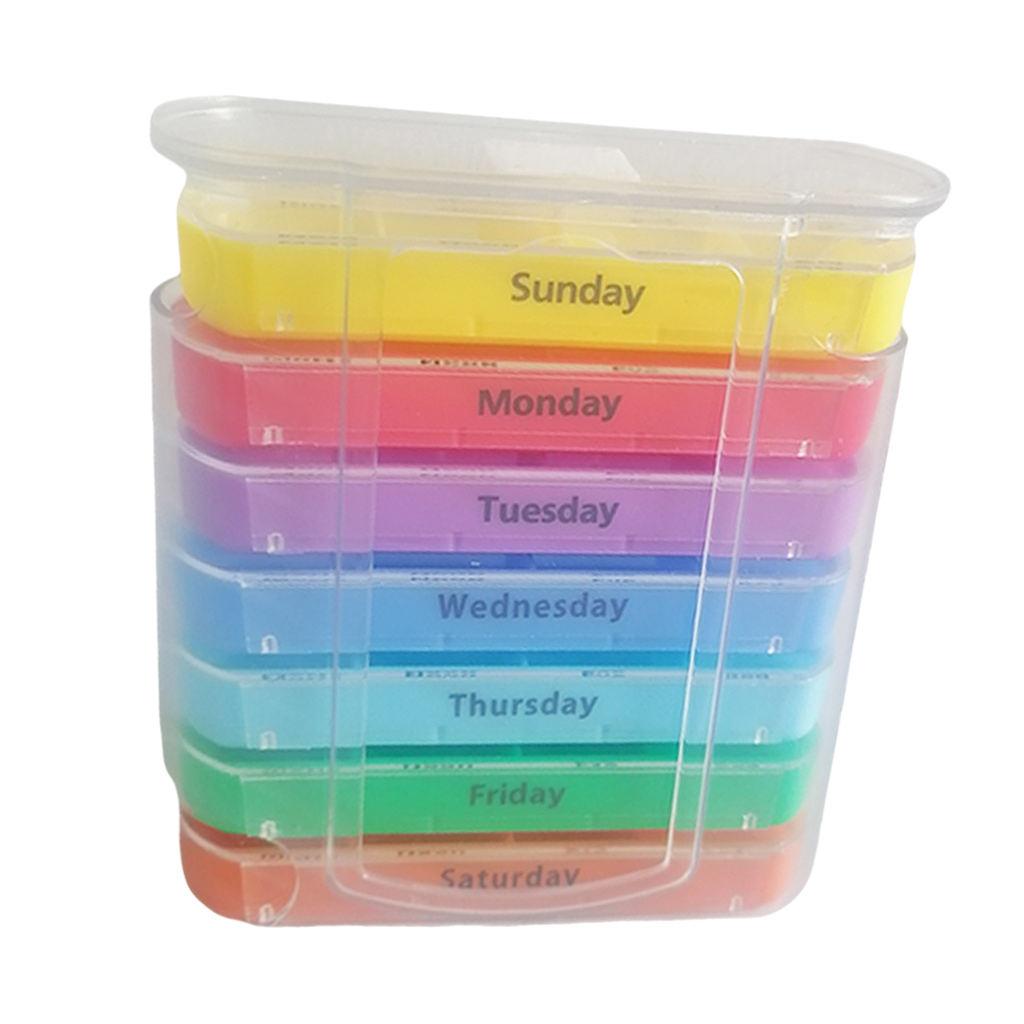 Weekly Pill Organizer Colorful Organizer Case Daily to Hold Pills Vitamins