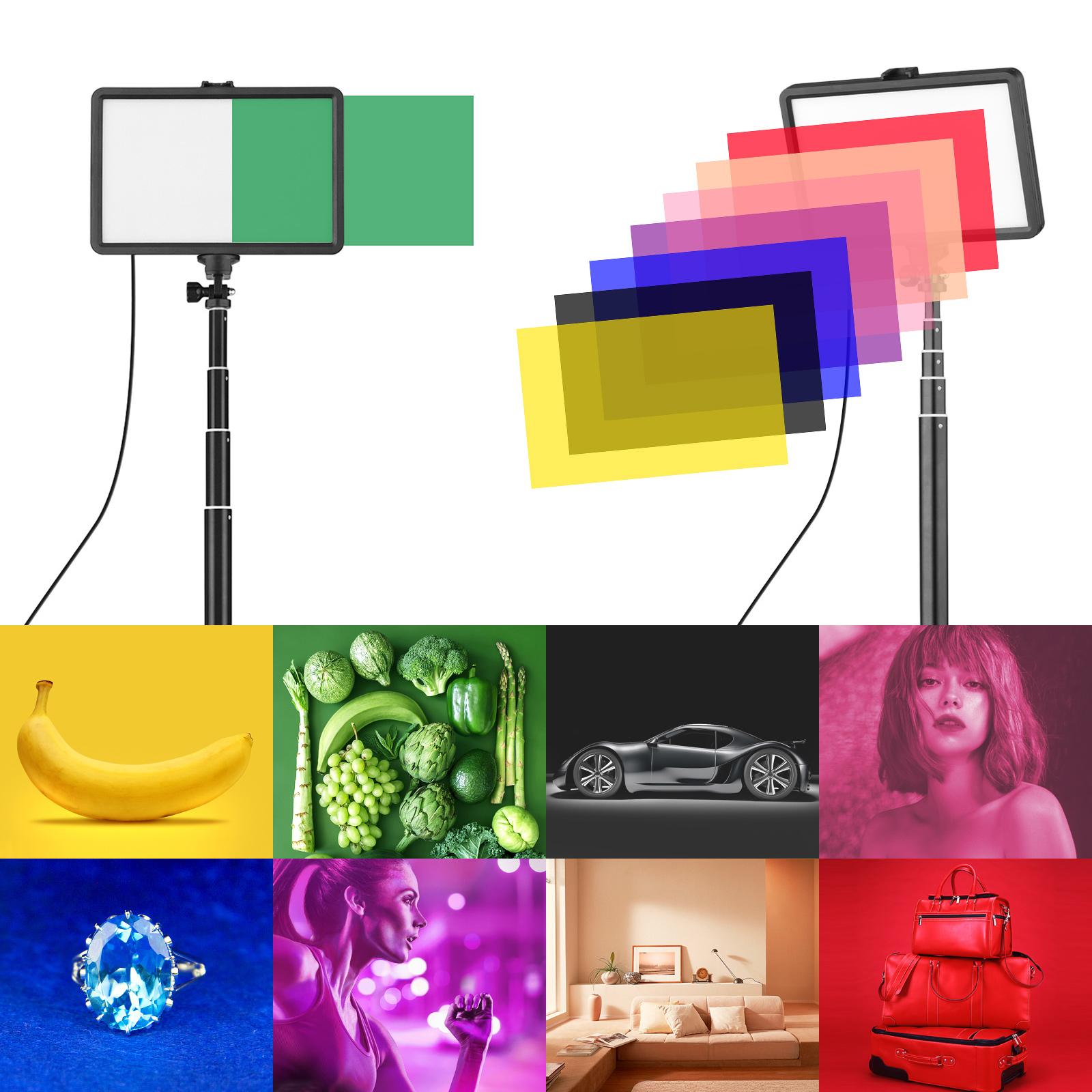 USB LED Video Light Kit Conference Light with 1 * LED Fill Light 3200K-5600K + 1 * Extendable Tripod + 8 * Color Filters